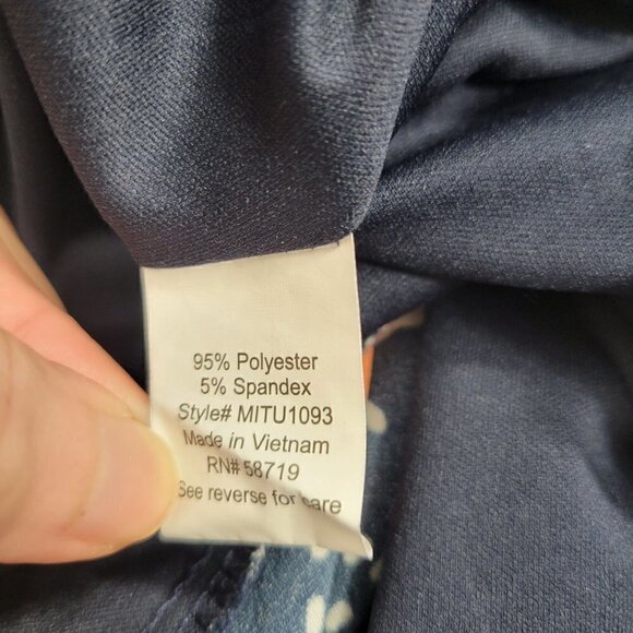 NY Collection Women's Navy Botanical Floral Jumpsuit With Waist Tie in a Size Me - Picture 12 of 16